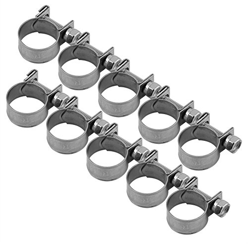 10 Stück Schlauchschellen, Edelstahl 304, Verstellbare Kraftstoffleitungsschellen mit Einer Reichweite von 6 Mm Bis 20 Mm für die Kfz-Installation(14-16Mm),Schlauch- und Kabelschellen