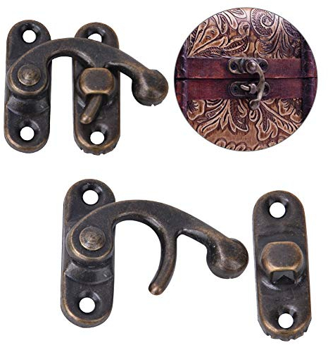 30 Stücke Vintage Riegel Haspe Eisen Antik Schwinge Haken Haspe für Möbel Box Schmuckschatulle Schrank(Rechter Haken aus Bronze)