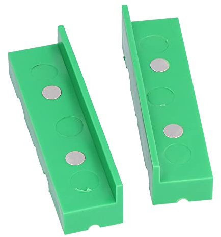 Caiqinlen Vice Jaws Pads, Magnetic Bench Vise Jaw Protector, Prism Style, Flexible, Green, 4.5 Inches, 2 Pack