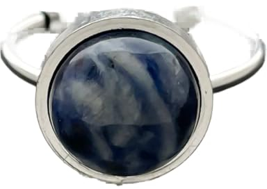 Ring Verstellbar,Cabochon Sodalith Stein Natürliche Kristall Vintage Verstellbare Ringe Einfache Mode Offene Ringe Stapelbar Reiki Balance Fingerringe Schmuck Hochzeitsgeschenk Für Damen Männer