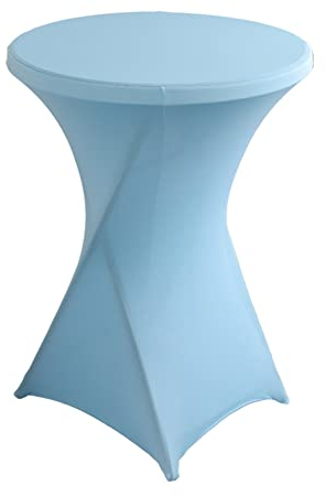 iEventStar Stretch Stehtisch Hussen Spandex Stehtischhussen Bartische Hochzeit Erstärkung im Fußbereich Rund Tischdecke für Bistrotisch Cocktail-Party (Hellblau, 1er Set - Ø 80-85 cm)