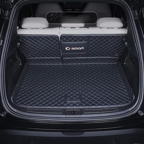 AIYING Auto Kofferraum Schutzmatte, rutschfeste Gummi Kofferraumauskleidung, Wasserdichter, Verschleißfester Bodenteppich, Innendekorationszubehör, Für Smart #1,bla-ck-Half Pack