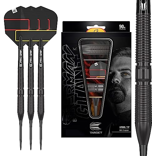 Target Darts Gabriel Clemens Black Edition 90% Tungsten Steel Tip Darts, 23G | Wolfram Dart Set, Player Edition Steel Point Darts, Steel Tip Dart Set, Professional Darts Set