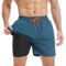 JustSun Maillot de Bain Homme Short de Bain Homme 2 en 1 Séchage Rapide Surf Shorts Court Homme de Plage Piscine Sport Natation avec Compression Liner Paon Bleu 3XL