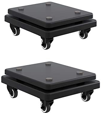 2pc Speaker Isolation Feet Platform With Mobile Wheels - 2 Floors Subwoofer Stand, Riser Stabilizer Base For Standard Speaker On