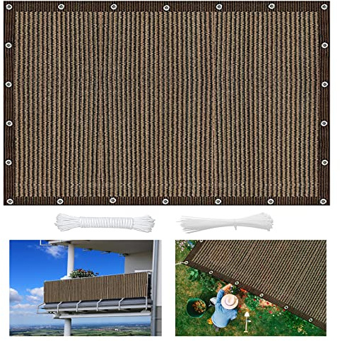 Sonnensegel atmungsaktiv 1.5 x 2 m luftdurchlässig, wasserdurchlässig Schattiernetz Schattierungsnetz Garten Kostenlose 1 × 5m Seile für Außenbereich,Garten, Braun A