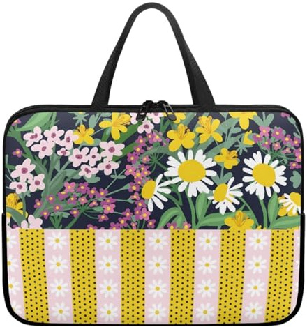 Surwin Custodia Borsa per Laptop con Manici,Conchiglie Compatibile con 10”-17” Computer Portatile, Stampa 3D Custodia Protettiva PC Impermeabile Sleeve per Laptop (Piccola margherita,17)