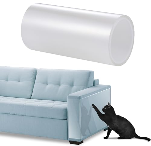 Hejo Katzen Kratzschutz Tape, 5m × 20cm Kratzschutz Sofa Katze, Anti Kratz Folie für Katzen, Transparenter Katzen Fensterschutz für Tür, Wand, Couch, Möbel