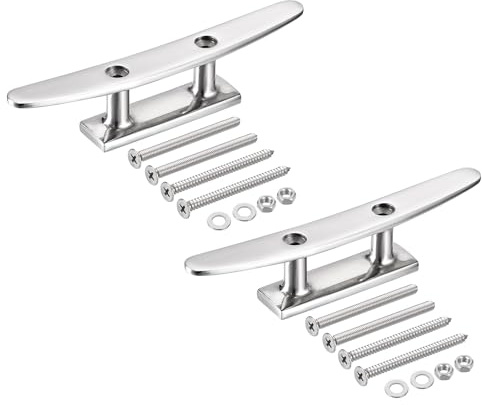 QUARKZMAN Boot Klampe Offene Basis 8 Zoll, 2 Stück 316 Edelstahl Dock Klampe für Kajak Boot, Yachten und Angelboote, inklusive Montageschrauben