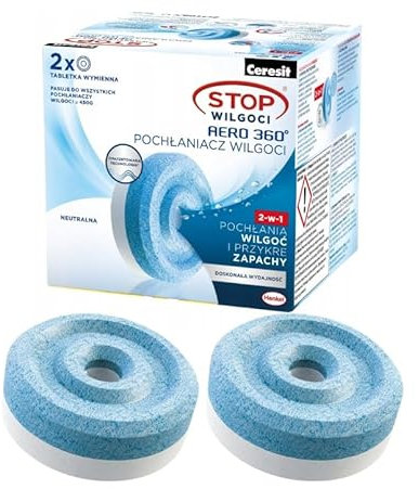 Ceresit PUREPOWER AERO 360°, 2 Natürlich Nachfüllpacks, Feuchtigkeitsabsorbierende Geruchsneutralisierer, Moderne Tabletten, 2x450g