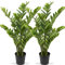 2er-Set Kunstpflanzen Groß Kunstpflanze Zamioculcas 100cm, Kunstpflanzen Kroß im Topf Dekoration für Tischdekoration, Büro, Badezimmer, Schlafzimmer, Wohnzimmer, Dekoration, Einweihungsgeschenk