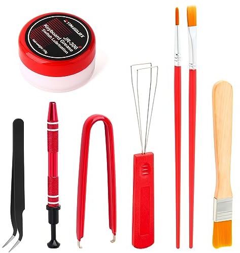 RUNJRX KEYBOARD Lube Kit JR-306 0.35oz/10g for Mechanical Keyboard Switch Lube, Keyboard Tool with Lube Brush,Clean Brush,Keycap Puller,Switch Puller,Tweezer(8 Pcs)