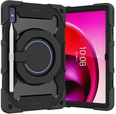 nincyee Custodia in silicone per tablet Lenovo Tab M10 5G 2023 da 10,6 pollici, custodia antiurto con portamatite, tracolla, anello grande girevole per appendere cavalletto per bambini