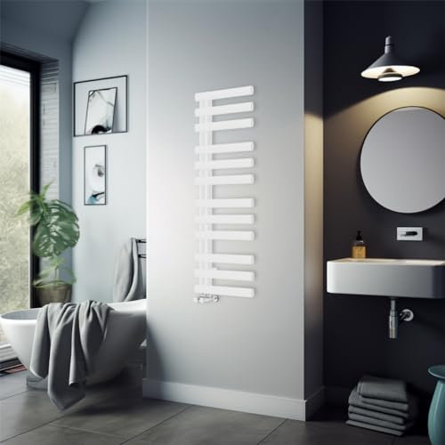 Warmehaus Designer Boutique Style 1200 x 450mm Bathroom Heated Towel Rail Radiator Ladder - White