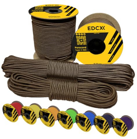 EdcX 3 mm Nylon Paracord 425 (15, 30, 50 and 100m) – 3 mm Type II, 100% Nylon Rope, 3 Strand Rope, 3 mm Nylon Rope in Many Colors (Chocolate, 15 m)