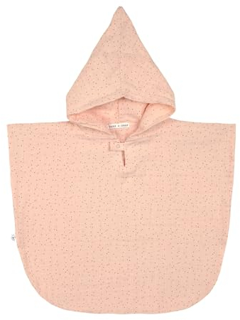 LÄSSIG Kinder Badeponcho aus Musselin mit Kapuze/Muslin Poncho Dots Peach Rose