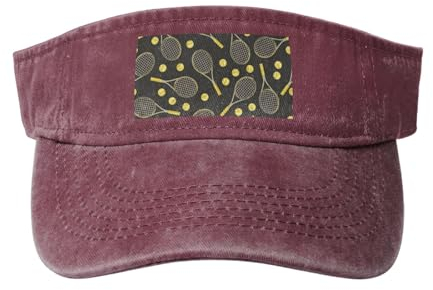 GeRRiT Lustiger Tennisschläger und Tennisbälle, bedruckt, leeres Oberteil, Baseballkappe, modische Baseballkappe, Outdoor-Sonnenhut, rot, 5-7
