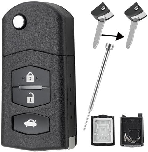 3 Buttons For Mazda 2 3 5 6 CX7 MX5 RX8 Car Key Fob Case with Pin Removal Tools and Side Battery Holder