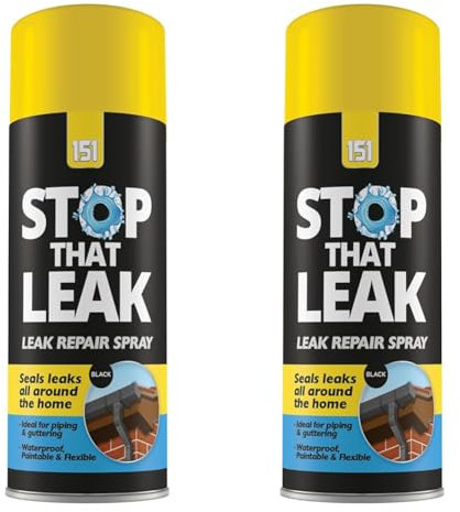 Stop Leak Spray Sigillante da 400ml Impermeabilizzante Universale blocca ripara le perdite in grondaie, finestre, scarichi, tetti e tubi (Confezione da 2)