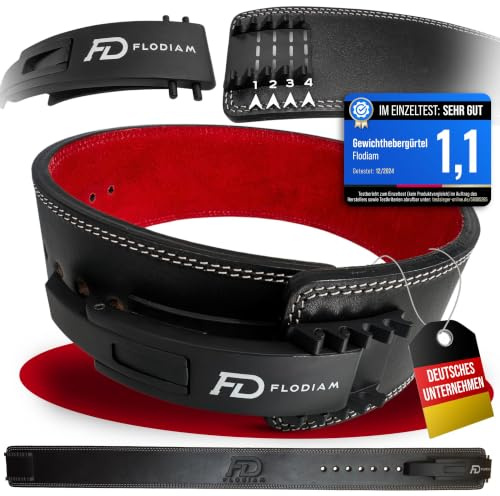 Flodiam Profi Gewichthebergürtel Full Power Design Herren & Damen [Schnellverstell] Hebelverschluss Gym Lifting Belt Fitness Gürtel Büffelleder Weightlifting Powerlifting - Jetzt Größe Wählen!