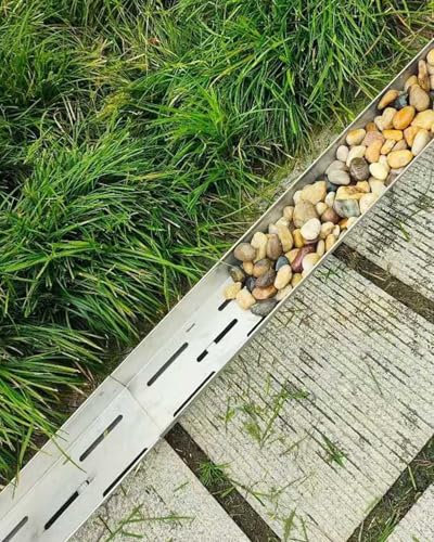 Entwässerungsrinne Rinnenentwässerung Hof Grabenentwässerungssystem, Abdeckung für Rinnenentwässerungsgitter für Den Außenbereich, Bodenentwässerungsrinnen-Set aus Beton, Regenwasserrinne(15x11cm (5 7