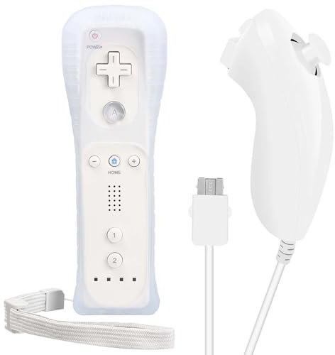 Manette pour Nintendo Wii : télécommande Nunchuk Wii avec télécommande Wii avec Nunchuck Wii Remote Gamepad pour Wii Wireless Wii (manette sans Motion Plus) (Blanc)