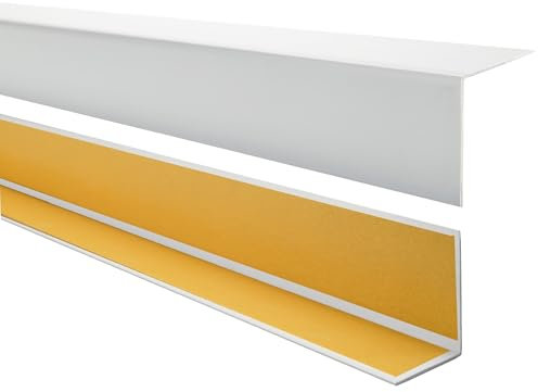 QUEST Cornière PVC Rigide Autoadhésive – Baguette d’Angle de Protection en PVC Dur pour Mur et Rebord – Profilé de Coin – 50x20mm, 150cm, gris