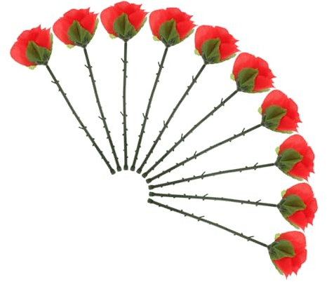 DRESSOOS Faltbare Erscheinende Rose Rote Faltrose Zaubertricks Für Bühne Bar Party Illusionsblume Nahaufnahme Trickblume Requisiten 10 Stück