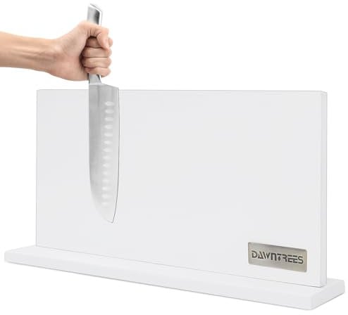 DAWNTREES White Magnetic Knife Holder, 40cm Large Double-Sided Magnetic Knife Block Kitchen Counter Universal Knife Display Rack Multifunctional Storage