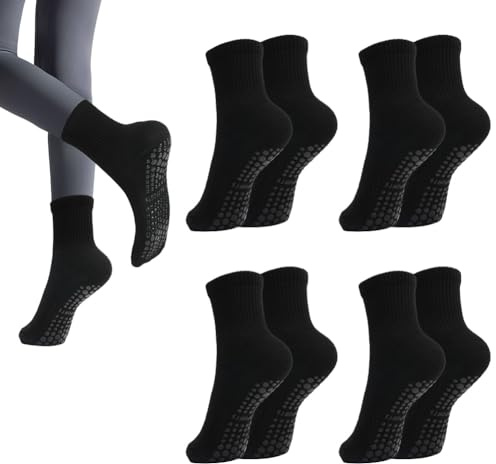 AOOWU Rutschfeste Socken Damen, 37-40 Anti-Rutsch-Socken Yoga Socken, Pilates-Socken Sportsocken Stoppersocken Damen Yoga-Socken für Damen und Mädchen Zuhause Reha Dance Workout