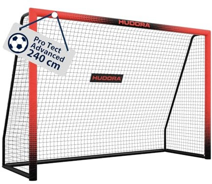 HUDORA Fußballtor Pro Tect Advanced – Outdoor Fußballtor mit Netz und wetterfester Ummantelung für Kinder/Erwachsene – Einfacher Aufbau im Garten – Hochwertige Torwand mit Reiß- und Klettverschlüssen
