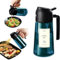TrendPlain Spruzzatore per olio d'oliva in vetro blu da 470 ml per cucinare, dispenser 2 in 1 per olio d'oliva per gadget da cucina, friggitrice ad aria, insalata e barbecue, nero