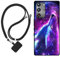 Sunrive Funda Compatible con ZTE Nubia Red Magic 10 Pro,Slim Fit Gel Mate Carcasa Case Bumper de Impactos Espalda Cover (Lobo,Luna,Estrellas)+1 X Correa Universal
