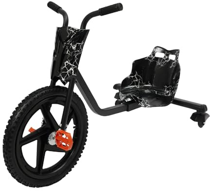 BAOCHADA Kinder Crazy Cart ，Drift Scooter mit 4 Arten Längen Verstellbar, Drift Trike Vorderrad 40Cm Max Tragfähigkeit 80kg, 3-Rad Drift Bike für Kinder ab 4 Jahren (Blitz)