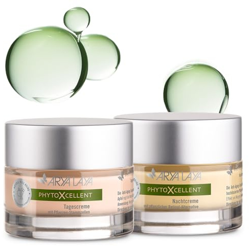ARYA LAYA PhytoXcellent Kombipack, Tagescreme und Nachtcreme, je 50 ml | Attraktives Bundle: hautverjüngende Gesichtspflege mit Pflanzen-Stammzellen und hochdosierten -Extrakten, vegan