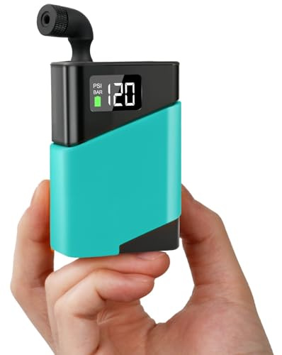 Mini Bomba de Bicicleta, Bomba de Aire eléctrica portátil para Bicicleta 120 PSI, con válvulas Presta y Schrader, Bomba Eléctrica para Bicicletas de Carretera, Motocicletas, Bicicletas (Verde)