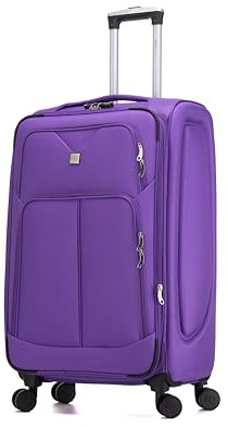 ATX Luggage 28 Large Suitcase Soft Shell 109L Expandable Lightweight 20-28KG Hold Check in with 4 Spinner Wheels and Built-in 3 Digit Lock (Purple)