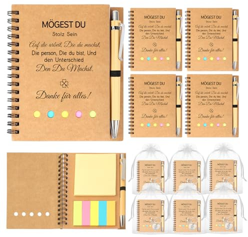 6 Set Abschiedsgeschenk Kollegen, Perfekte Geschenke für Kollegen zum Abschied Kollegin, Hochwertiges Kollegen Geschenk, Inklusive Notizbuch und Schlüsselanhänger für Jobwechsel oder Abschied Kollegin