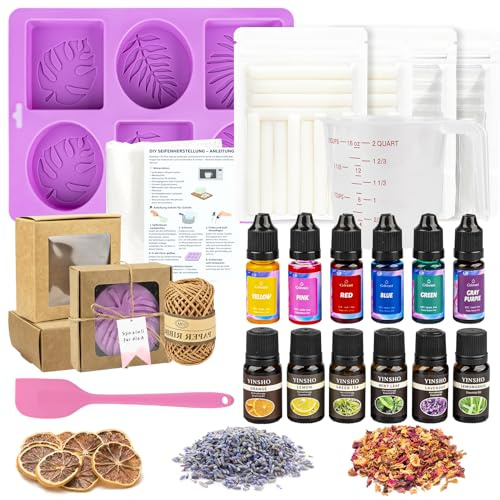 BRICH Premium DIY Seifenherstellungsset für Erwachsene - Komplettset mit Seifenbasis, Essential Oils Set, Candle dye, Ausstechformen & Anleitung - seifen selber machen set für kreatives Basteln