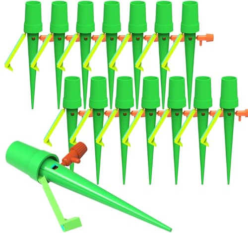 Automatische Wasserspikes Für Pflanzen – 15 Stück Bewässerungstropfer Mit Einstellbarem Strom, Auslaufsicheres Bewässerungsgerät, Stabiler Feuchtigkeitsspender, Selbstbewässerungssteuerstab | Bequeme