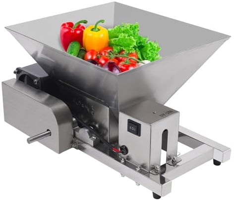 BJTDLLX Elektrische Obstmühle 4L Obsthäcksler, 60W Edelstahl Maischemühle Kommerzielle Obstpresse, 20kg/h Obstbrecher, 1600r/min, für Obst, Brot, Brauner Zucker