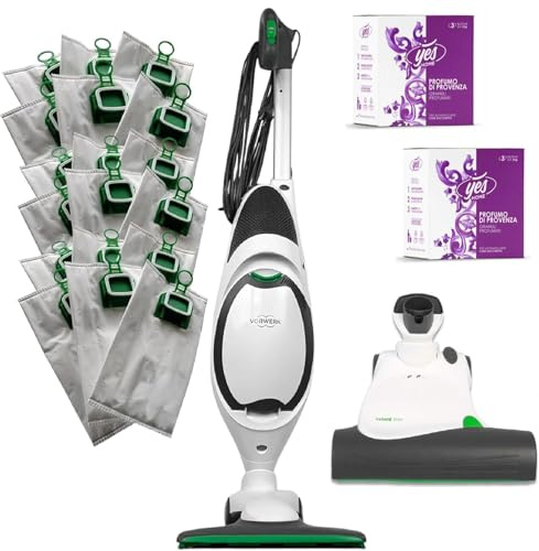 VORWERK FOLLETTO VK150 – Aspirapolvere con Filo da 900W con Spazzola HD50 e Sistema a Sacco con Filtro HEPA (KIT: Battitappeto EB370 + 12 Sacchetti)