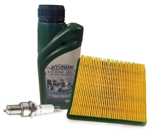 Hyundai Engine Lawnmower Service Kit for HYM510SP(E) HYM530SP(E) R HYM560SPE, SAE30 Engine Oil, Spark Plug & Air Filter