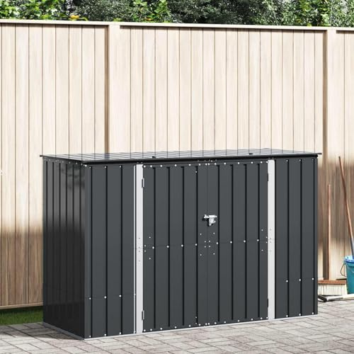 ChicAbode Gartenlagerbox Schwarz 214 x 82 x 132 cm Stahl Moderner, langlebiger, rechteckiger Tisch mit Stauraum, perfekt für kleine Räume und ideal für ESS-und Arbeitsbedürfnisse Schickes Design
