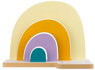 tonies® Standregal Regenbogen – Magnetische Aufbewahrung für bis zu 40 Toniebox, inkl. Sticker-Set, Werkzeugloser Aufbau, Weiß/Bunt