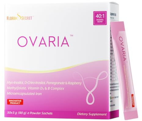Flora's Secret Ovaria, 40:1 Myo-Inositol Blend, 30 Sachets | For women, 30 sachets, 40:1 myo-inositol blend; with methylfolate, D3, B complex, iron & 0 artificial additives