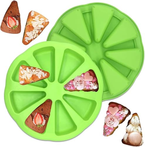 Silicone Cake Scone Pan,Triangle 8 Cavity Pizza Cake Pan,Silicone Cake Mold,Reusable Baking Tool for Cake Chocolate and Fondant, Easy to and Multi-use Silicone,Baking Pan for Home and Professional Use