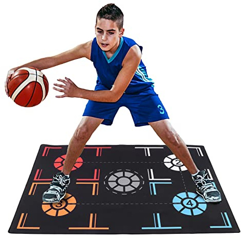 TIKATARER 2 Mm Basketball-Trainingsmatte, Rutschfestes Dribbling-Übungssystem aus Gummi mit Punkterinnerung für den Heimgebrauch für Unter 150 Cm
