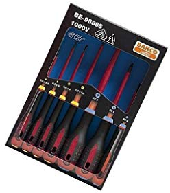Bahco BE-9888S Insulated Ergo VDE Screwdriver Set, Slotted/Pozidriv, 7 Pieces