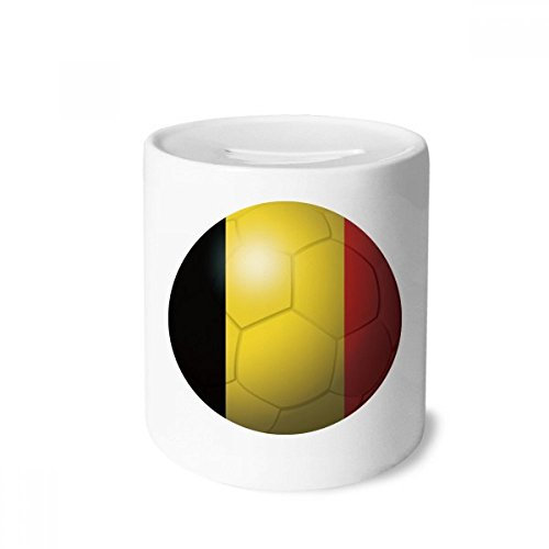 DIYthinker Belgium National Flag Soccer World Cup Money Box Saving Banks Ceramic Coin Case Kids Adults 3.5 inch in height, 3.1 inch in diameter Multicolor